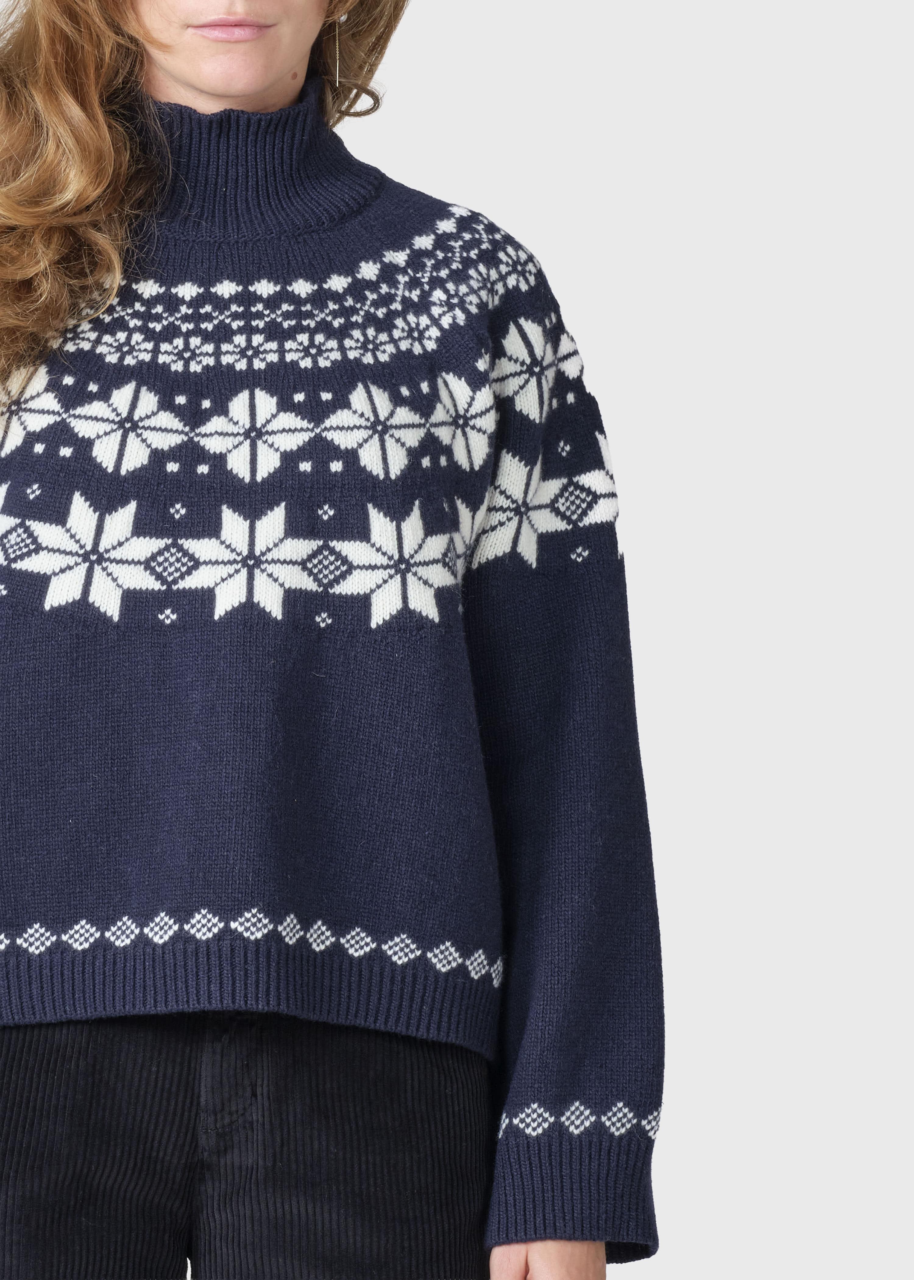 Klitmøller Claire Knit Navy Cream Damen Stickpullover Merino blau creme
